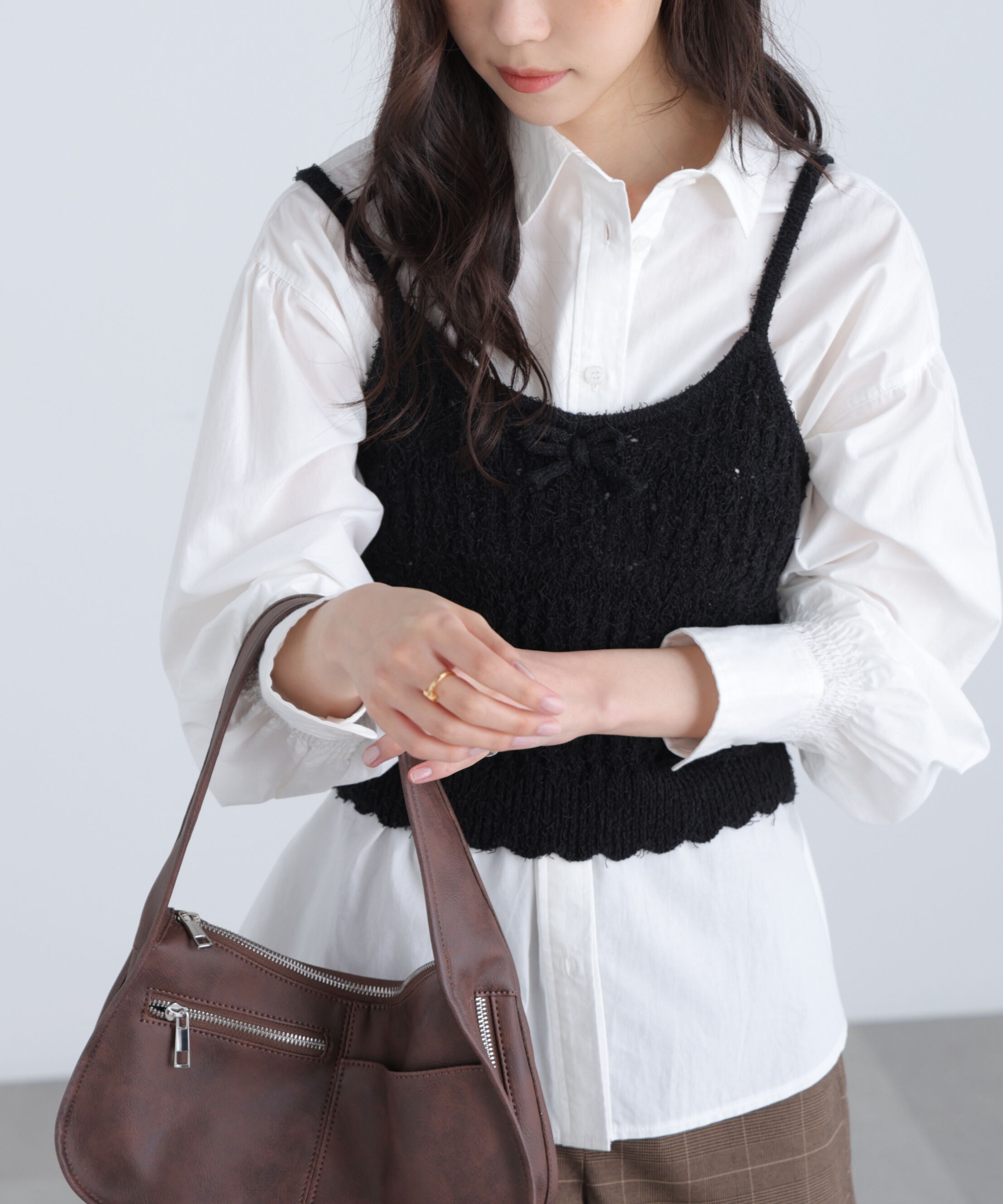  「透かし編みニットタンクトップビスチェ」|ニット・セーター|