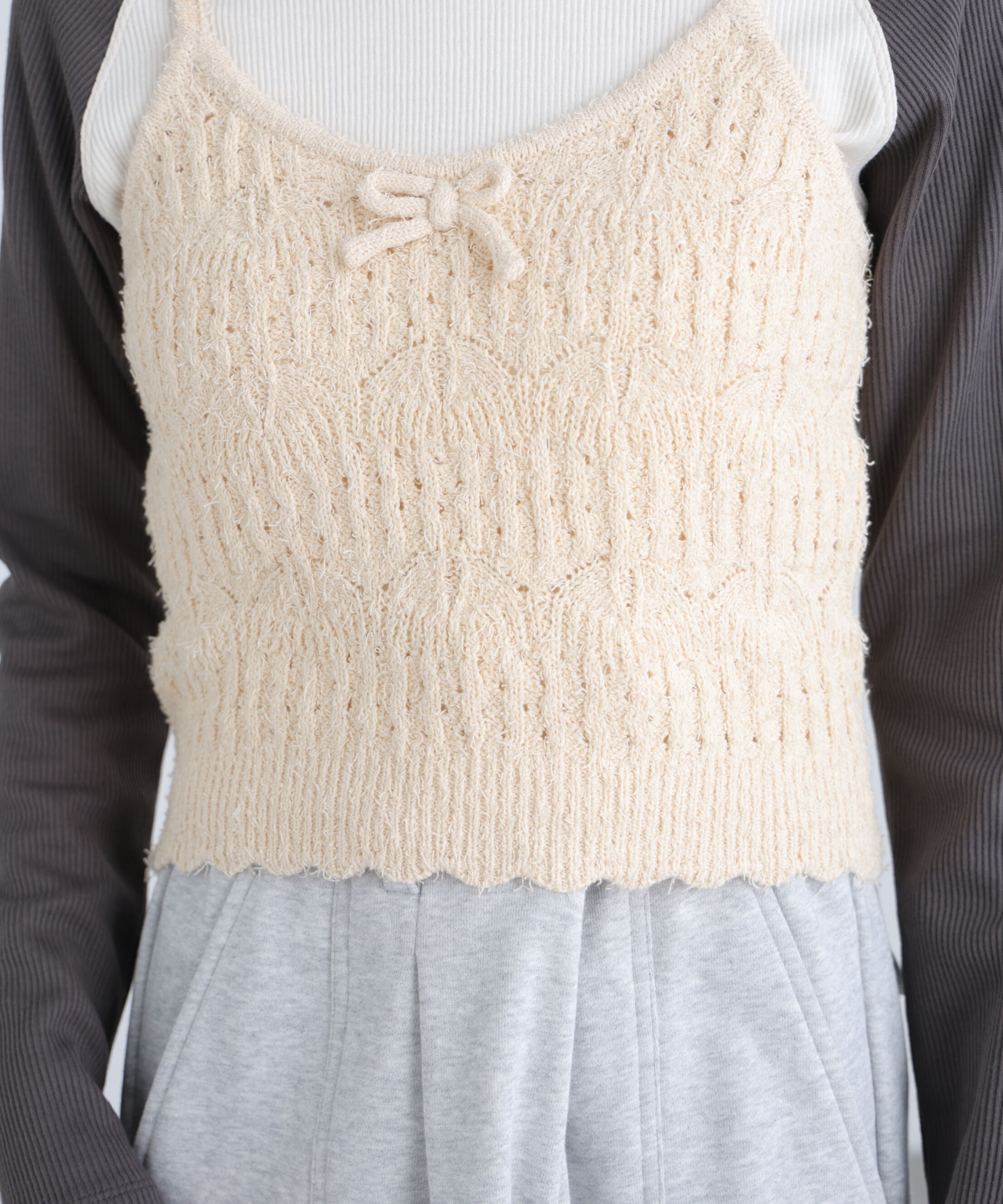  「透かし編みニットタンクトップビスチェ」|ニット・セーター|