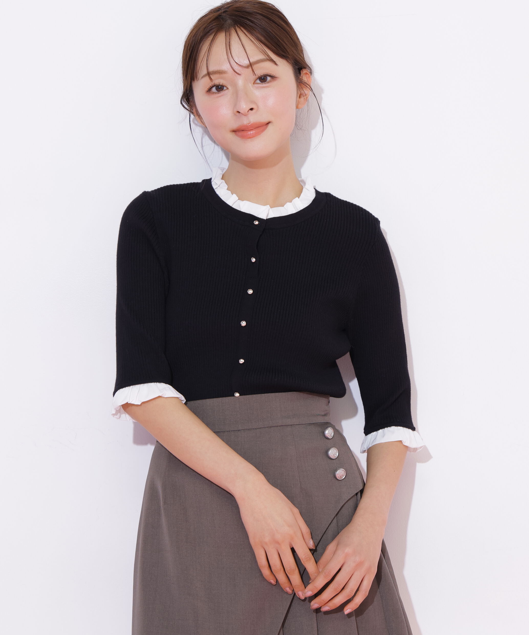  「フリルカラーリブニット」|ニット・セーター|