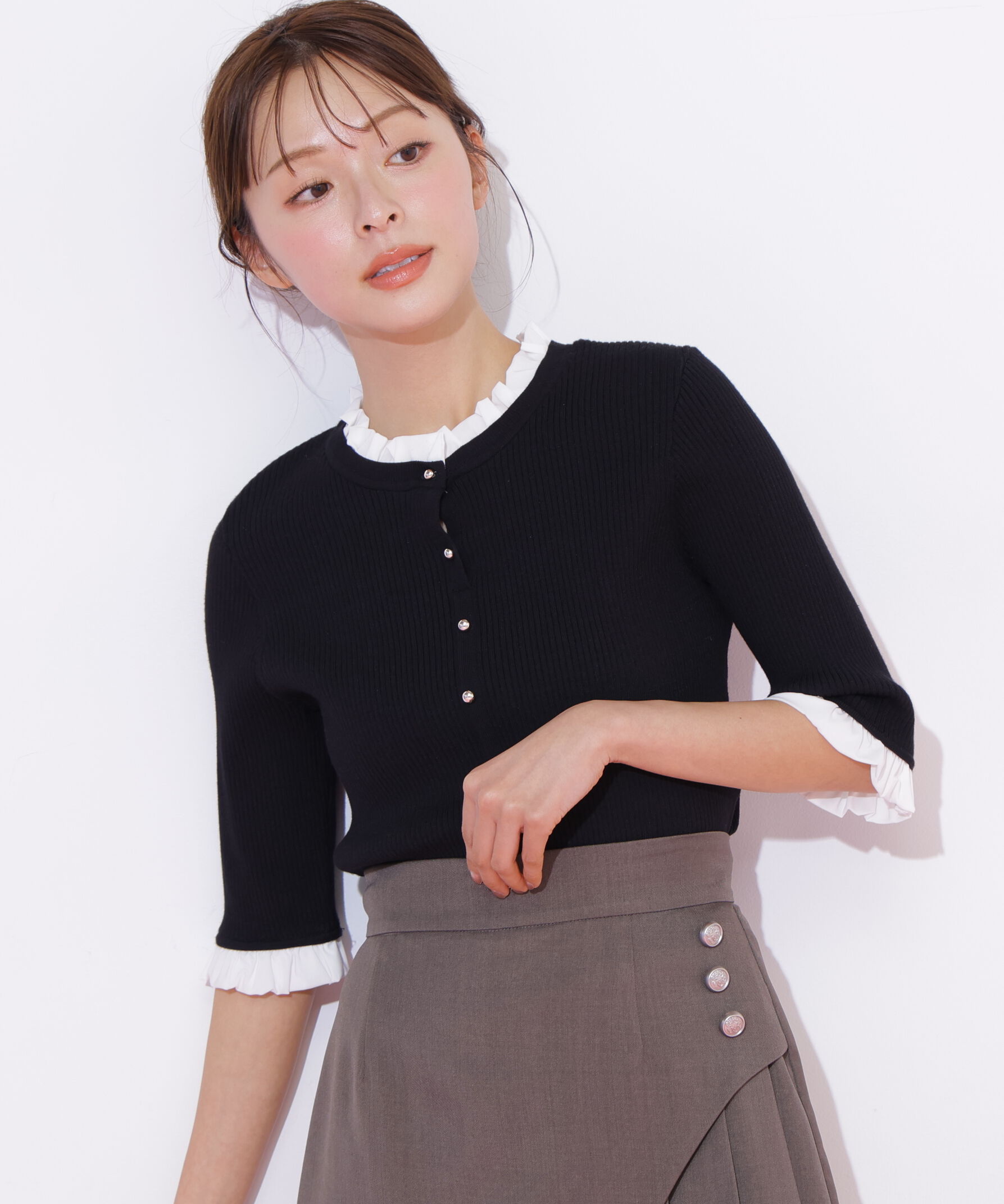  「フリルカラーリブニット」|ニット・セーター|