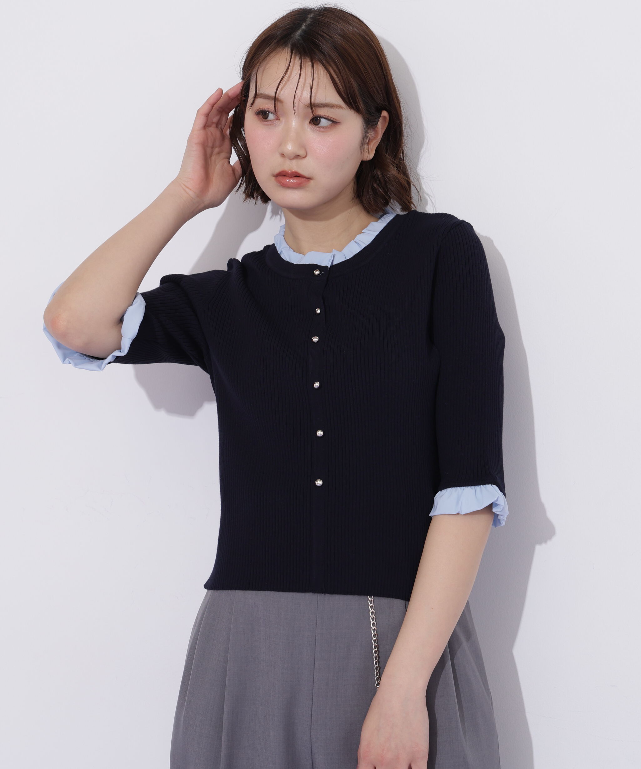  「フリルカラーリブニット」|ニット・セーター|