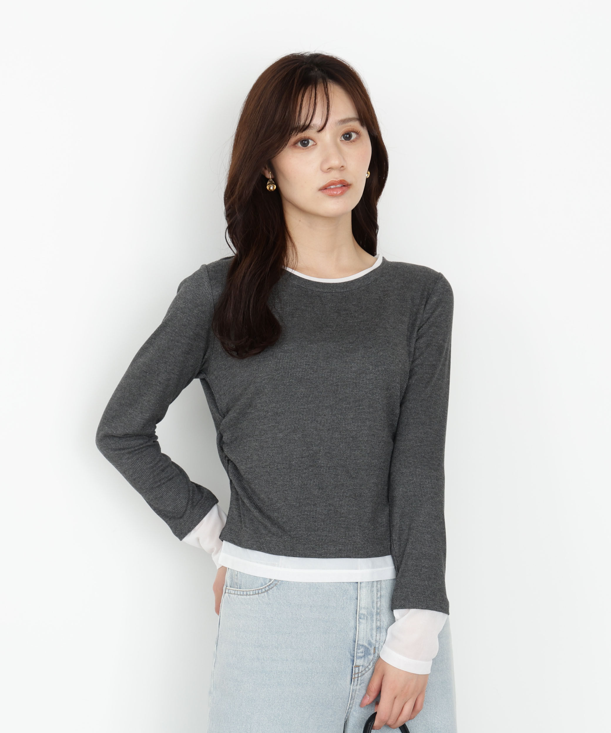 PROPORTION BODY DRESSING「＜ウォッシャブル＞レイヤード風テレコ 25AW」|Tシャツ・カットソー|
