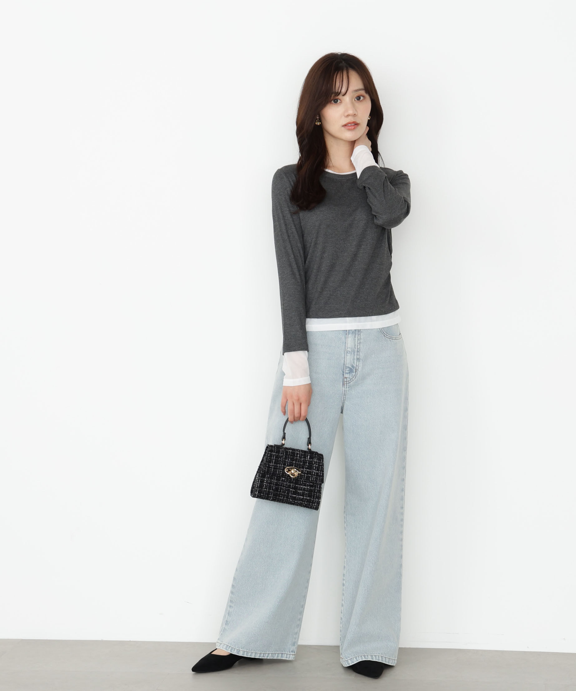 PROPORTION BODY DRESSING「＜ウォッシャブル＞レイヤード風テレコ 25AW」|Tシャツ・カットソー|