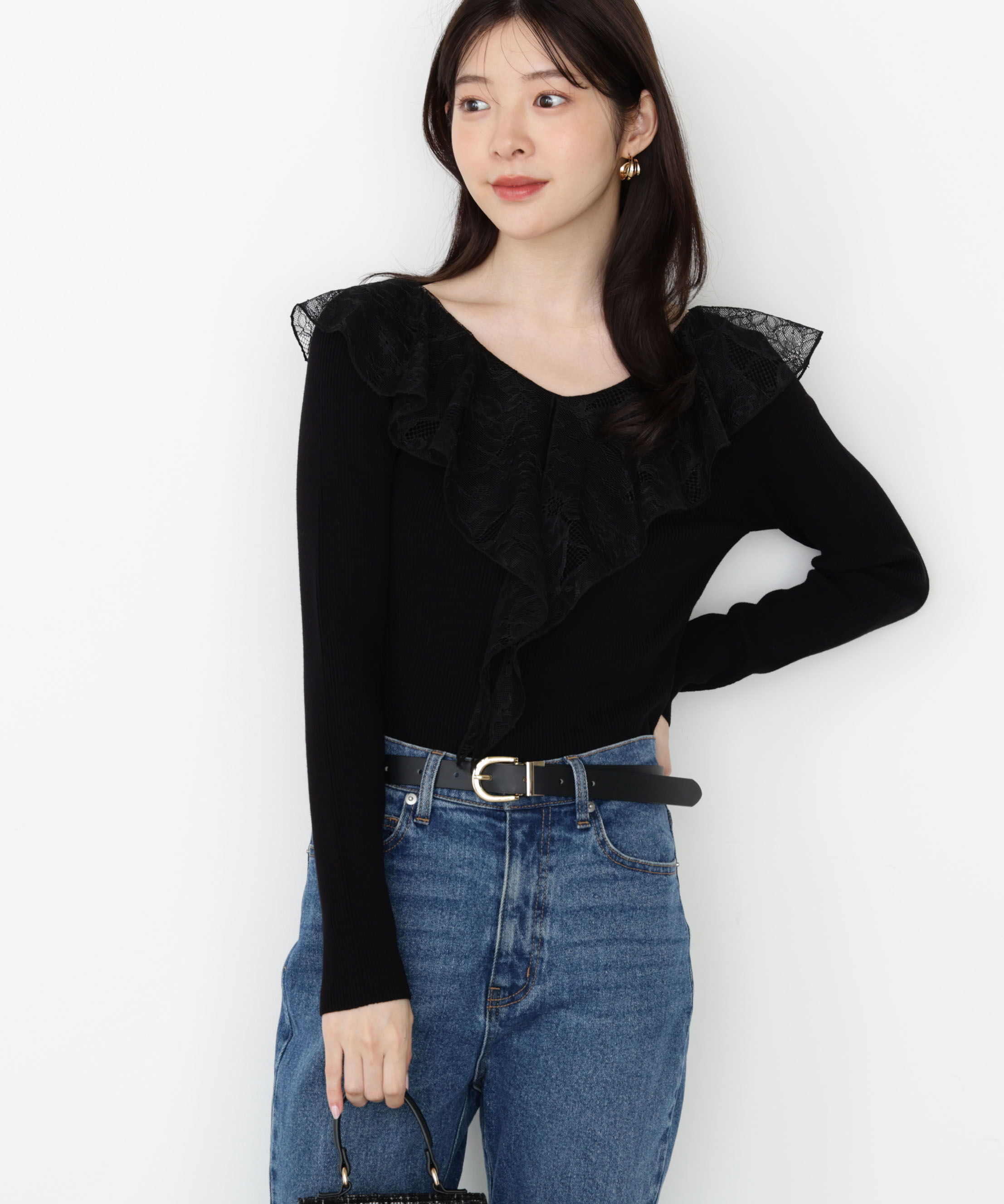 PROPORTION BODY DRESSING「レースフリルニット 25AW」|ニット・セーター|