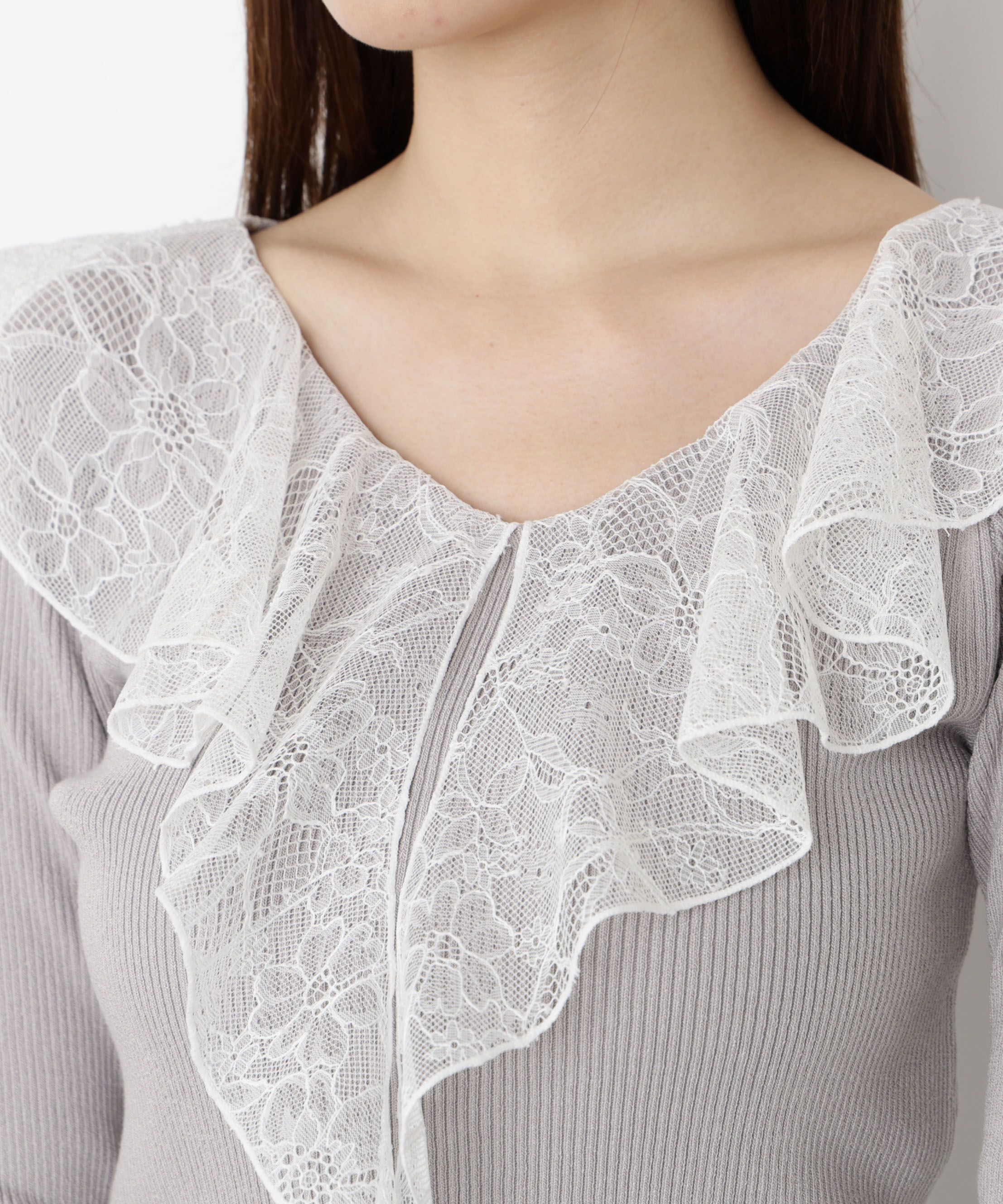 PROPORTION BODY DRESSING「レースフリルニット 25AW」|ニット・セーター|
