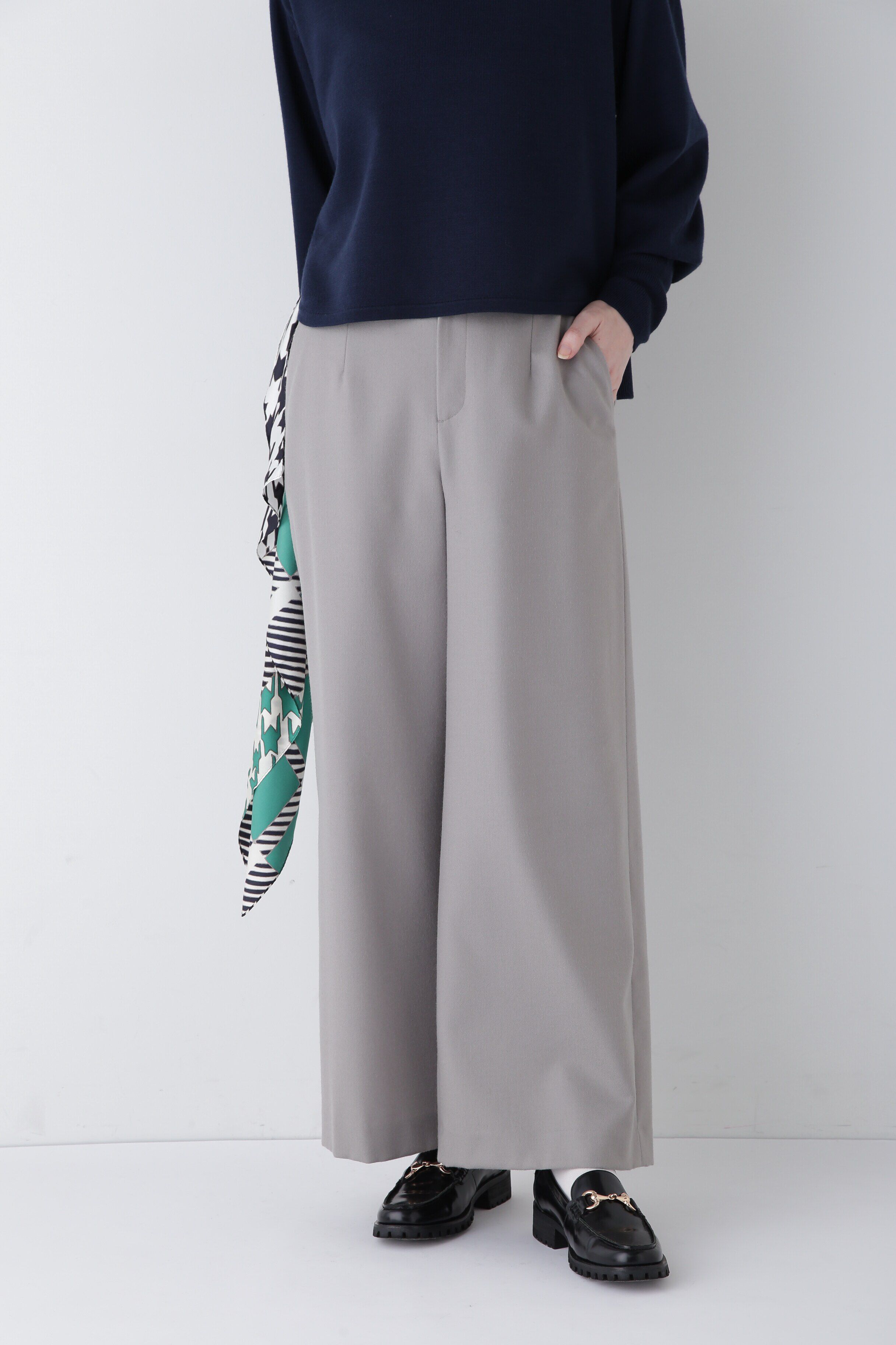  「◆ライトフラノセミワイドパンツ」|その他|グレージュ2