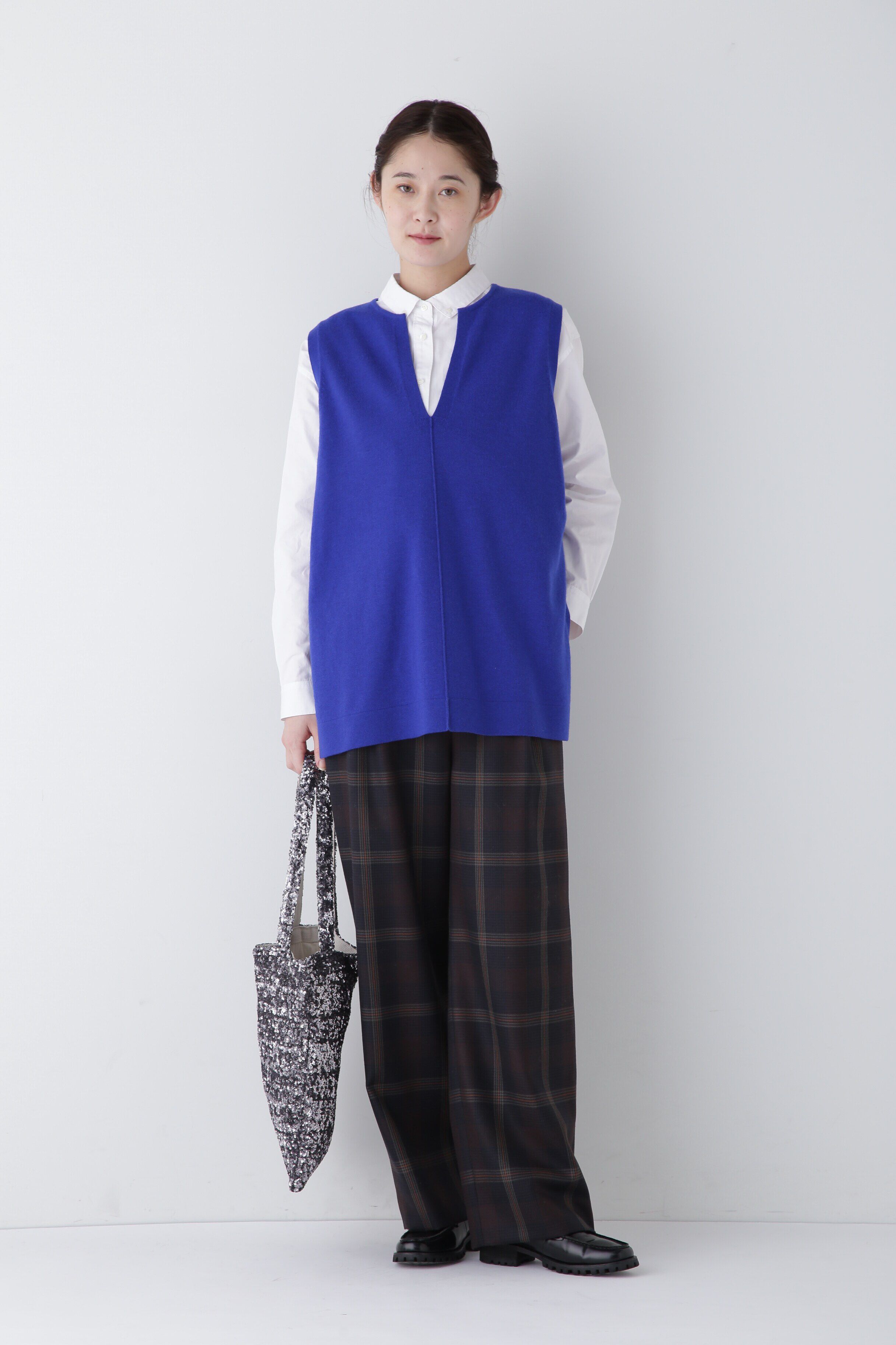  「◆キーネックミドル丈ニットベスト」|ニット・セーター|