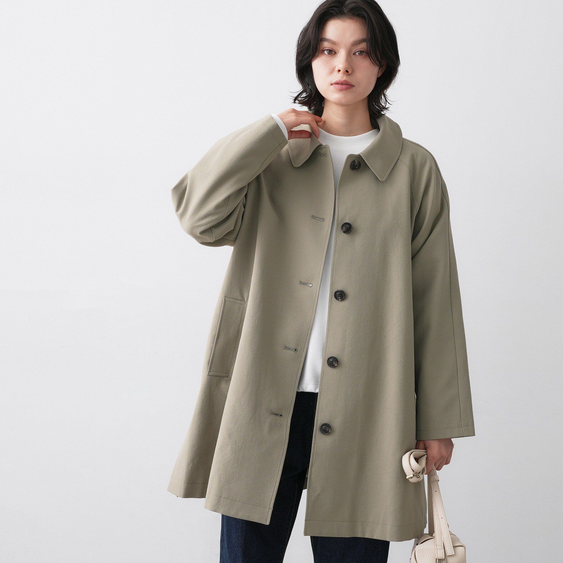 Dessin「【花粉ガード/撥水加工/洗える】ステンカラースプリングコート」|ステンカラーコート|オリーブグリーン(0