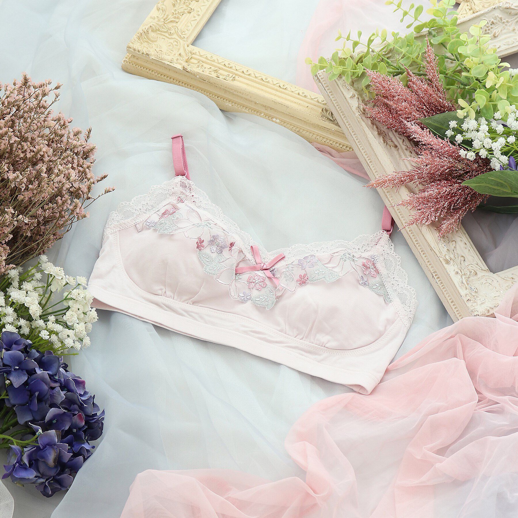 Risa Magli「カモミーユ おやすみブラ」|インナー|ピンク(070)