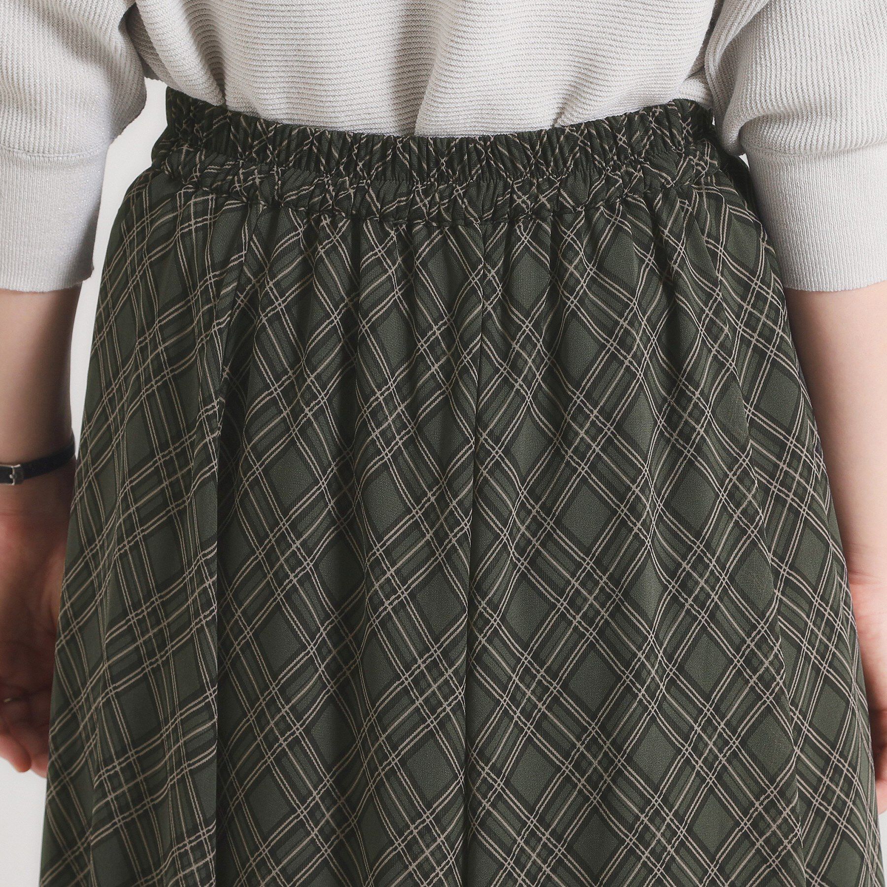 ITS&rsquo;DEMO「【手洗い可／ウエストゴム】シアーチェックフレアスカート」|スカート|