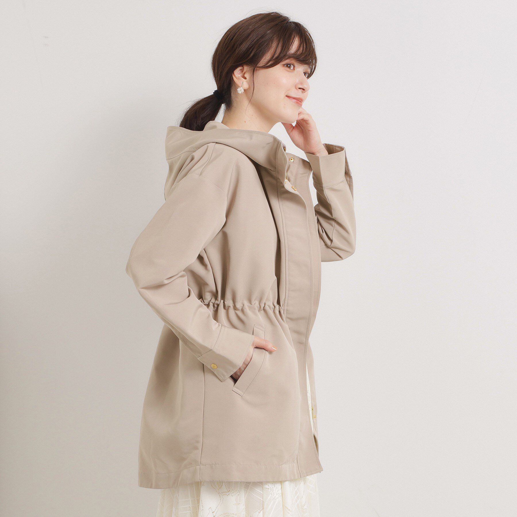 ITS&rsquo;DEMO「【撥水/花粉防止/手洗い可】ボアライナー付きミディ丈マウンテンパーカー」|ブルゾン・スタジャン|