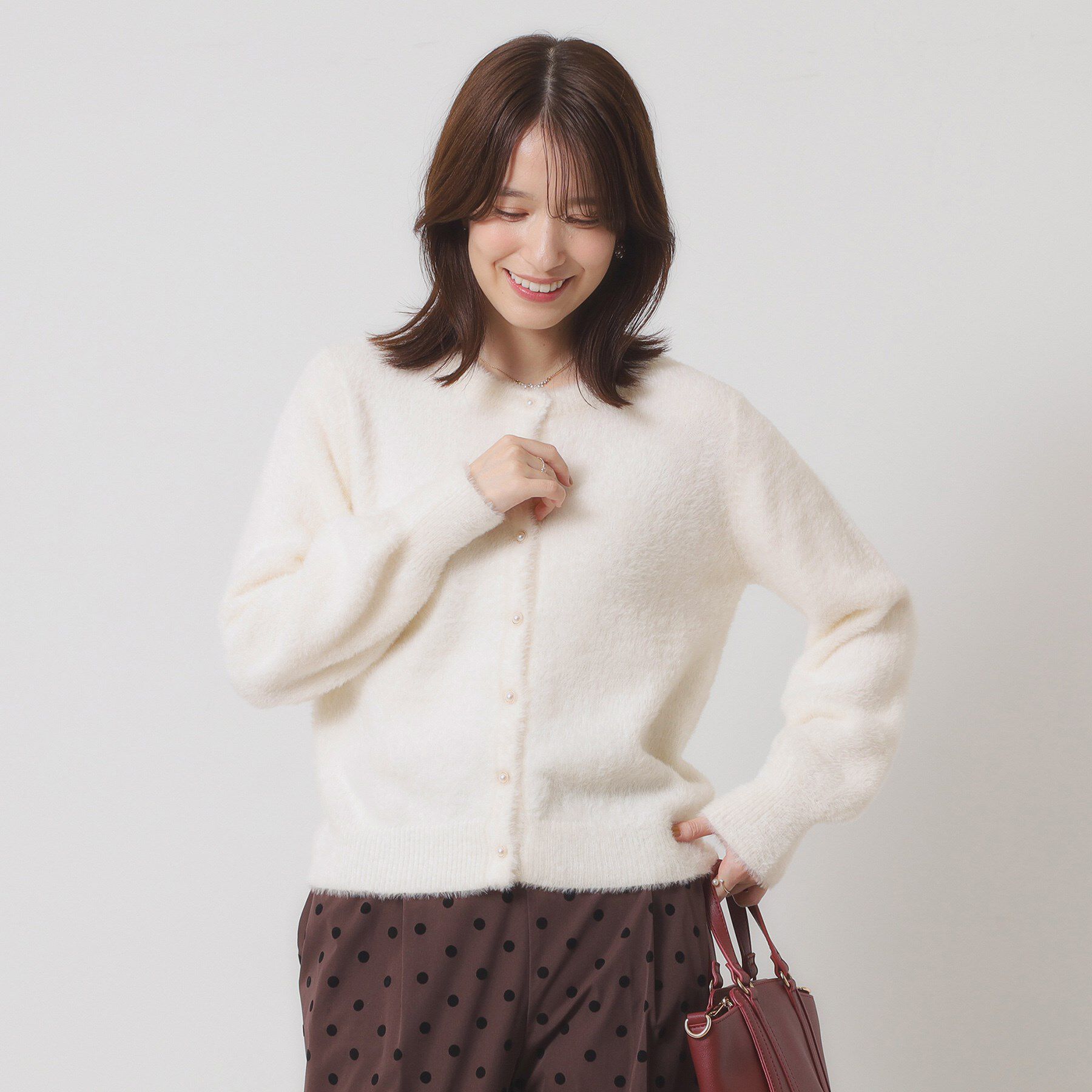 ITS&rsquo;DEMO「【手洗い可】フェザーヤーンクルーカーディガン」|カーディガン|