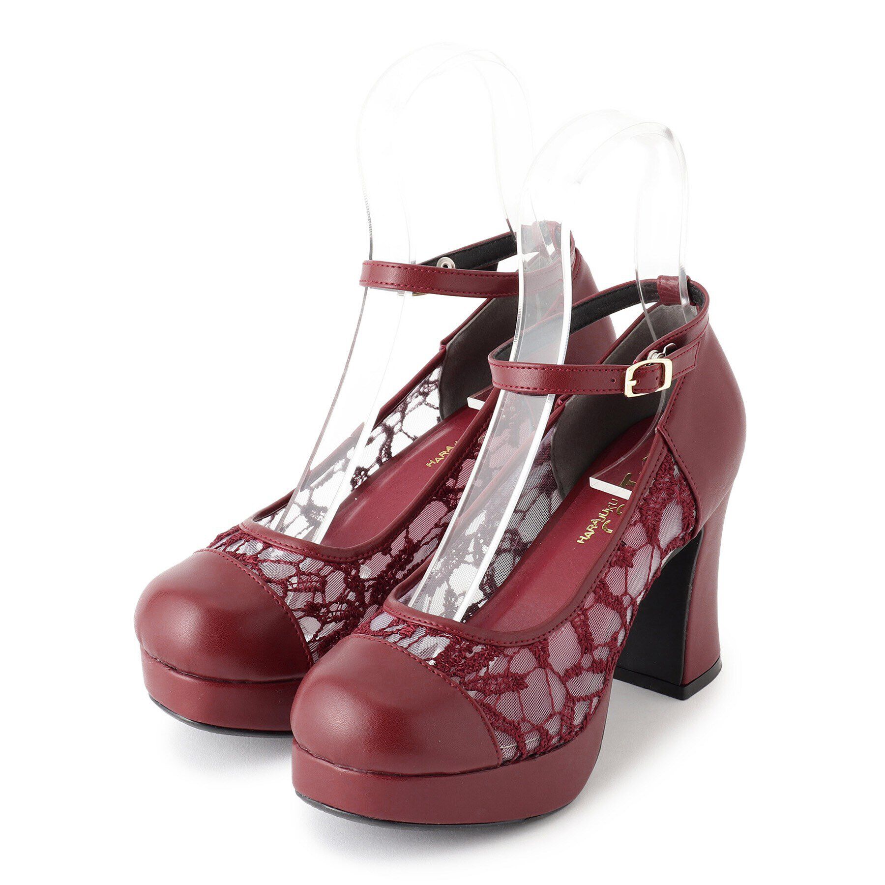 csT&P「厚底チュールレースチャンキーヒールパンプス」|パンプス|レッド(063)