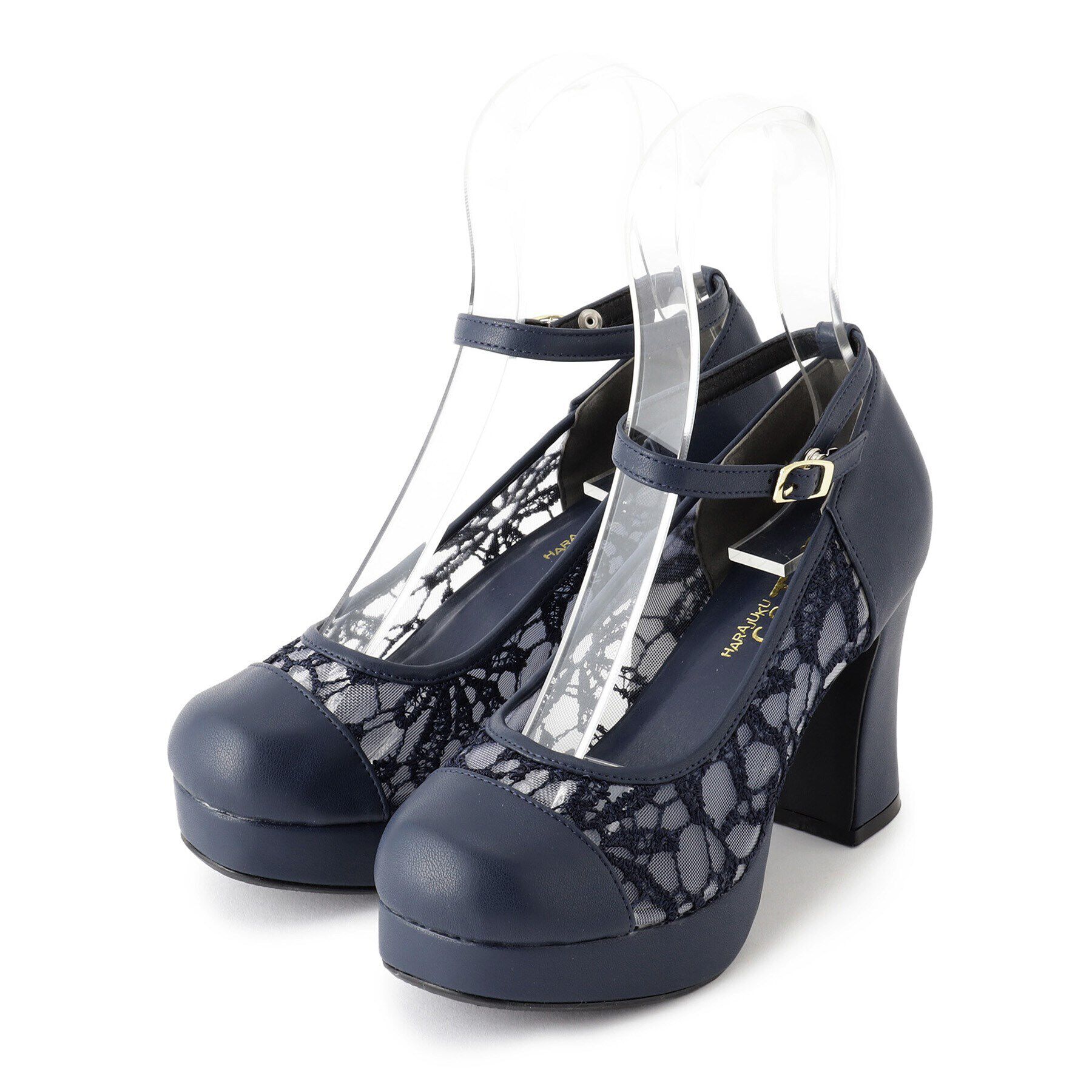 csT&P「厚底チュールレースチャンキーヒールパンプス」|パンプス|ブルー(093)