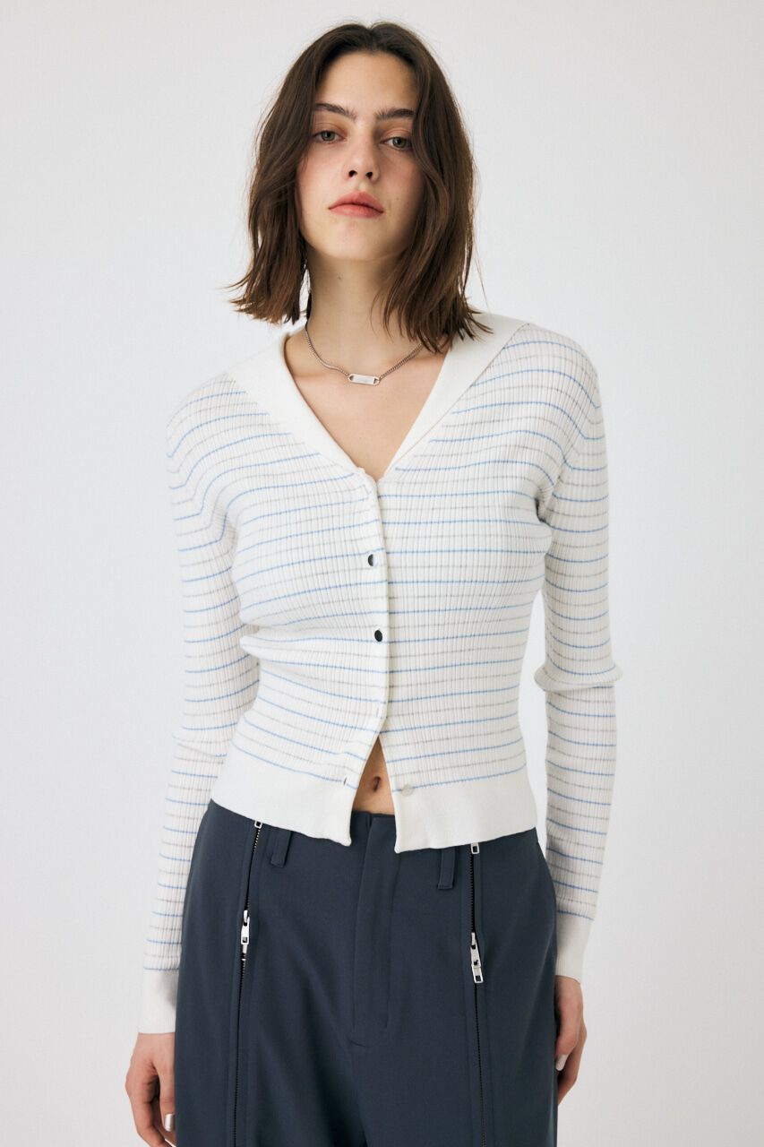 MOUSSY「SAILOR COLLAR ニット カーディガン」|ニット・セーター|WHT
