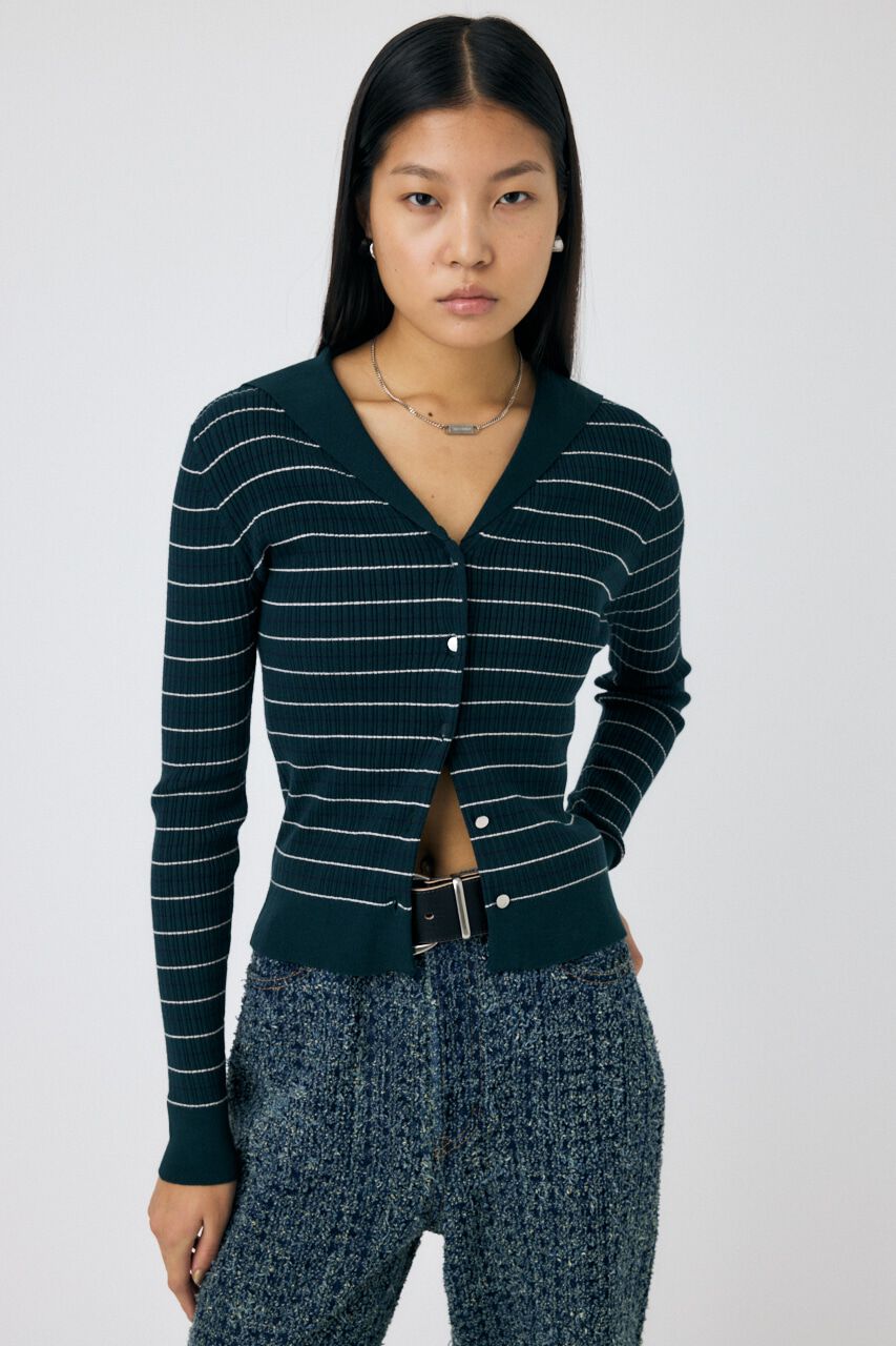 MOUSSY「SAILOR COLLAR ニット カーディガン」|ニット・セーター|D/GRN3