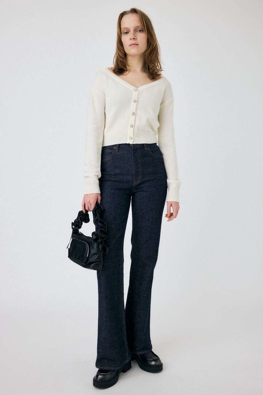 MOUSSY「2WAY SHORT ニットカーディガン」|カーディガン|