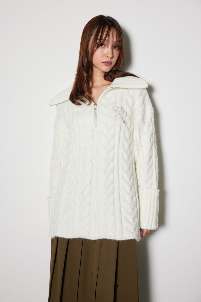 rienda「ケーブルルーズニット ワンピース」|ワンピース|WHT