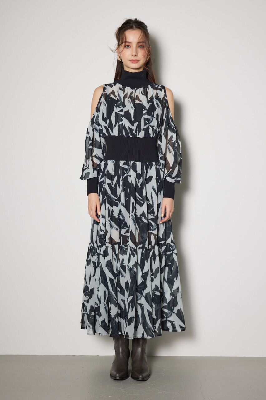 rienda「knitコンビスリットフレアワンピース」|ワンピース|