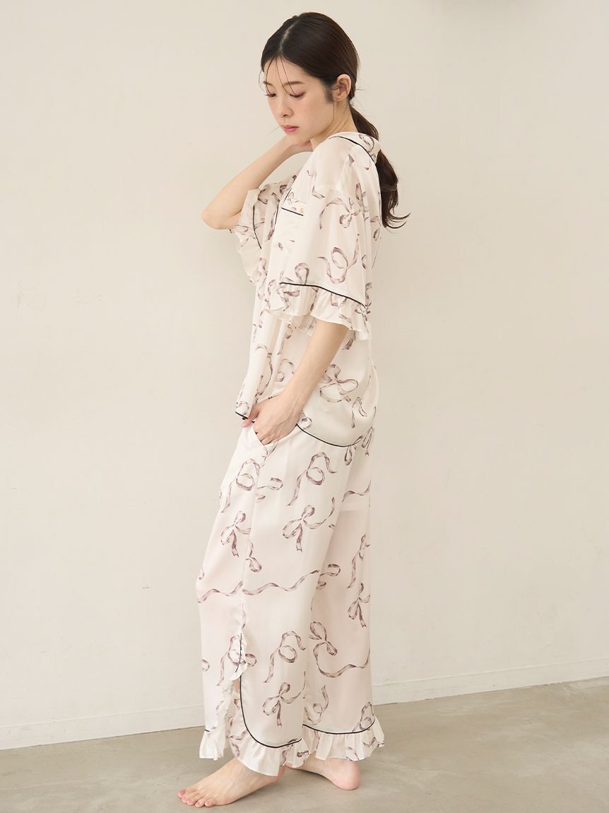 SNIDEL HOME「【Luxshine】【接触冷感】フリルリボンロングパンツ」|ルームウェア|