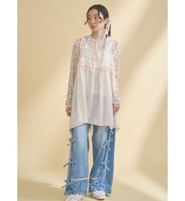 merry jenny「サテンリボンキャミチュニック」|キャミソール|