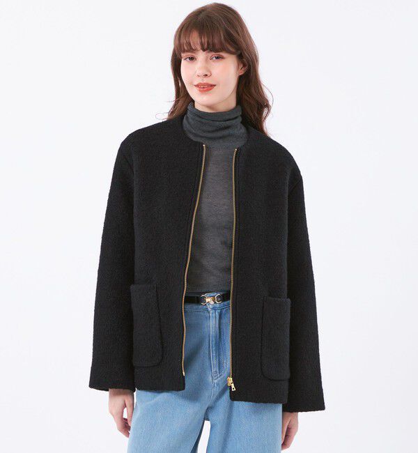 MACKINTOSH PHILOSOPHY「【WEB&一部店舗限定】ウールパイルノーカラーショートコート」|その他|ブラック