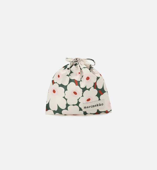Marimekko「【日本限定】Mini Unikko All Purpose Bag」|ポーチ|ﾎﾜｲﾄ&times;ﾀﾞｰｸｸﾞﾘｰﾝ