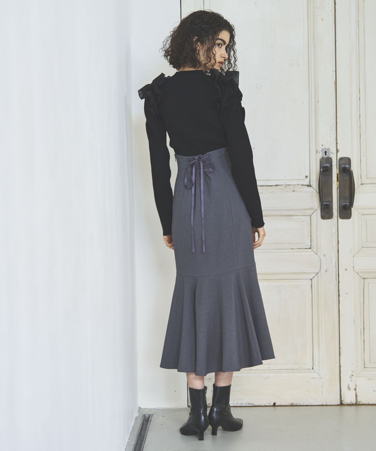 アンドクチュール「アシメギャザーマーメイドスカート」|スカート|