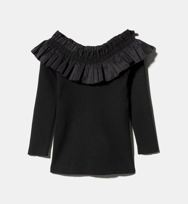 UNITED ARROWS「ギャザー オフショルダー 7分袖ニット ‐ウォッシャブル‐」|ニット・セーター|