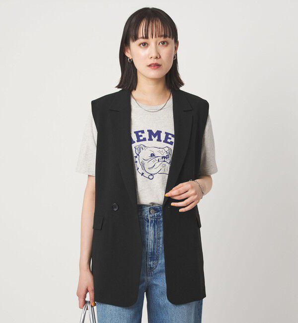 UNITED ARROWS green label relaxing「ラスティック ツイル ジレ マシンウォッシャブル ストレッチ UVカット 吸水速乾」|ベスト・ジレ|BLACK