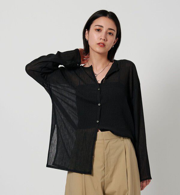 BEAUTY&YOUTH UNITED ARROWS「クレープ クルーネックカーディガン」|カーディガン|