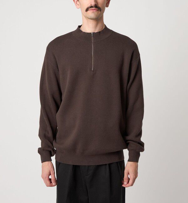 STEVEN ALAN「＜Steven Alan＞ CTN/CA ハーフ ジップ スタンドネック ニット」|ニット・セーター|