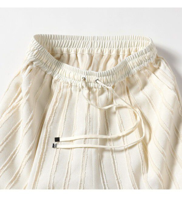 Ray BEAMS 「ストライプ ジャカード ワイド パンツ」|チノ|