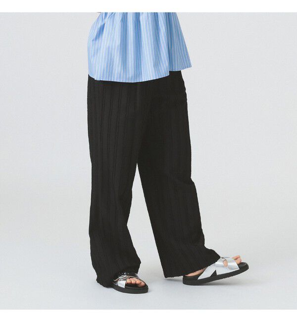 Ray BEAMS 「ストライプ ジャカード ワイド パンツ」|チノ|