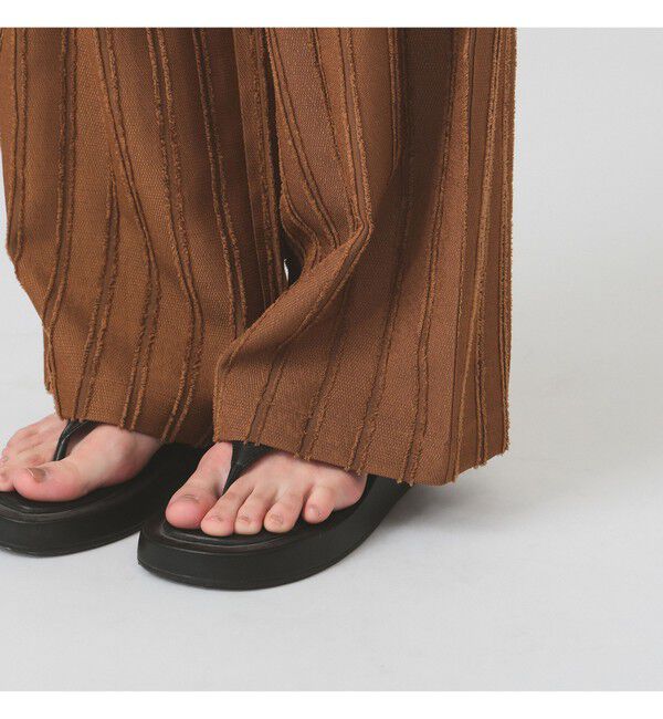 Ray BEAMS 「ストライプ ジャカード ワイド パンツ」|チノ|