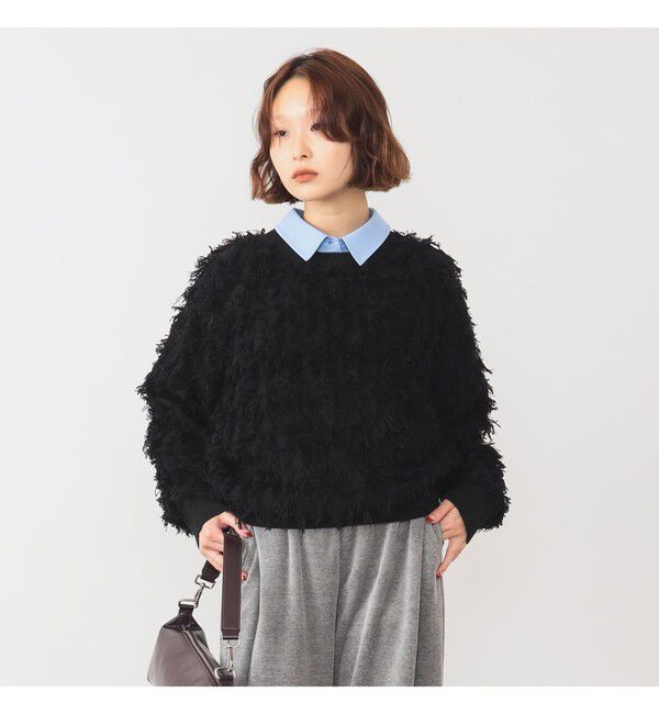 Ray BEAMS 「カット ジャカード フリンジ クルーネック ニット」|ニット・セーター|