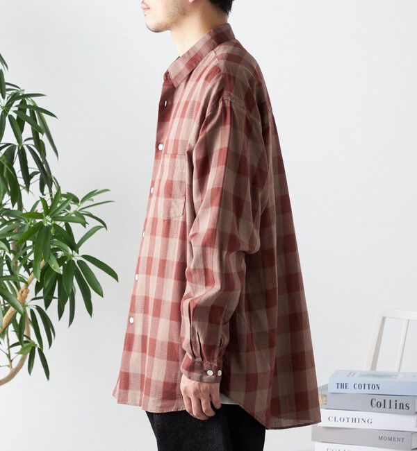 SHIPS any「SHIPS any: オーバーサイズ レギュラーカラー チェック／ストライプ 長袖 シャツ◇」|シャツ・ブラウス|