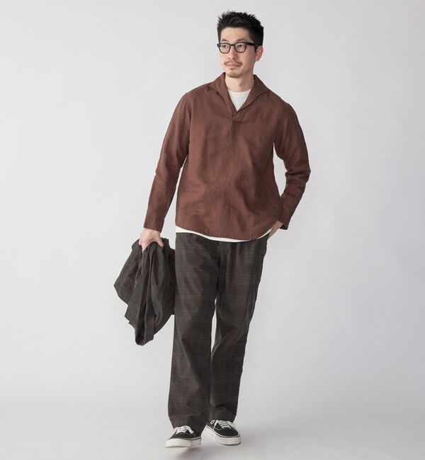 SHIPS「SHIPS: 〈セットアップ対応〉ダークトーン チェック コットン イージー トラウザー」|チノ|