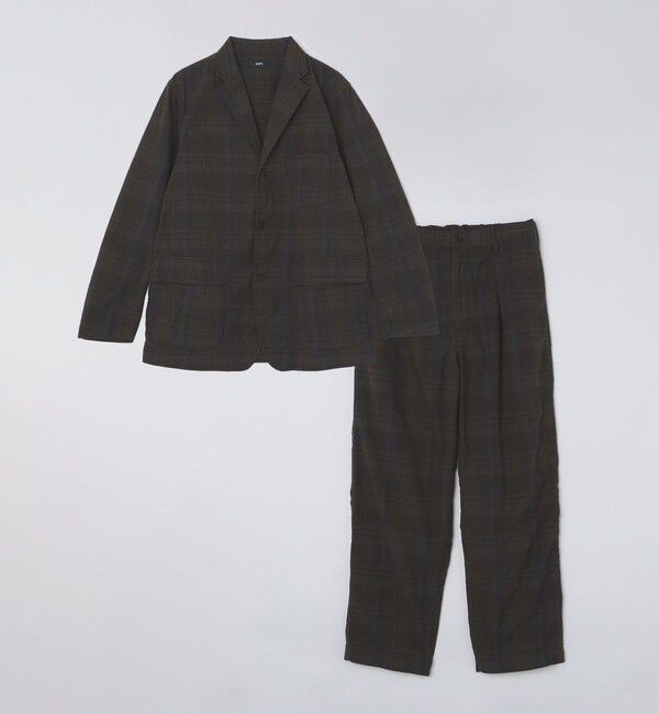 SHIPS「SHIPS: 〈セットアップ対応〉ダークトーン チェック コットン イージー トラウザー」|チノ|