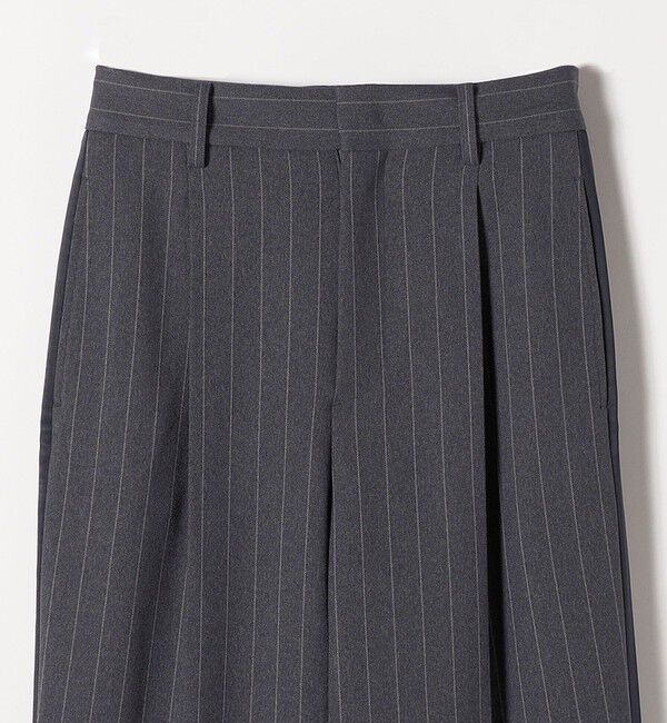 quaranciel「quaranciel:〈洗濯機可能〉サイドライン ストライプ ワイド パンツ」|スラックス|