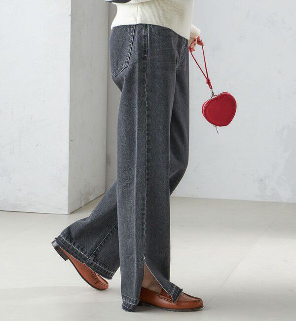 SHIPS for women「〈洗濯機可能〉サイド スリット ストレート デニム」|デニム|