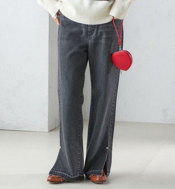 SHIPS for women「〈洗濯機可能〉サイド スリット ストレート デニム」|デニム|