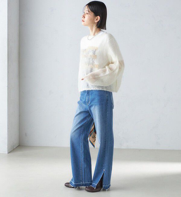 SHIPS for women「〈洗濯機可能〉サイド スリット ストレート デニム」|デニム|