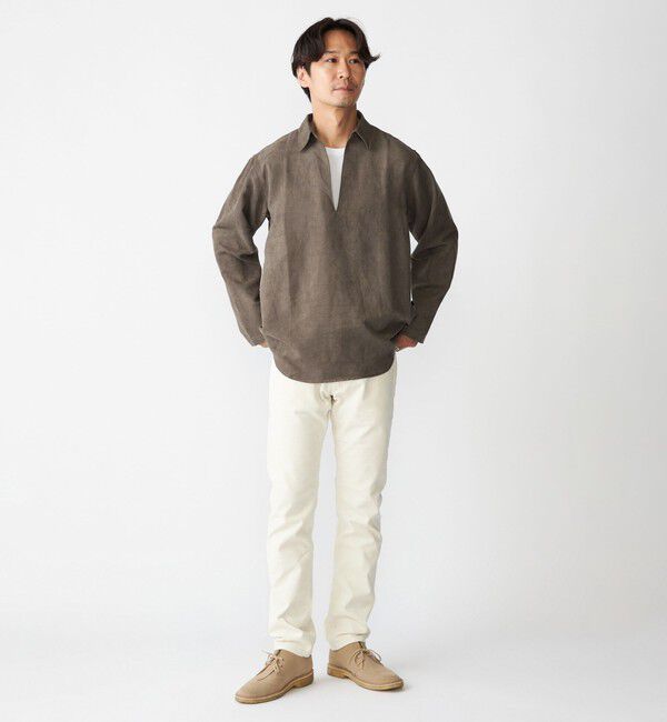 SHIPS「BENCH MARKING SHIRT: スキッパー ポリエステル フェイクスエード シャツ」|シャツ・ブラウス|