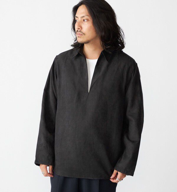 SHIPS「BENCH MARKING SHIRT: スキッパー ポリエステル フェイクスエード シャツ」|シャツ・ブラウス|