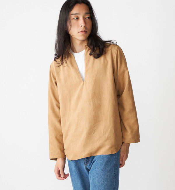 SHIPS「BENCH MARKING SHIRT: スキッパー ポリエステル フェイクスエード シャツ」|シャツ・ブラウス|