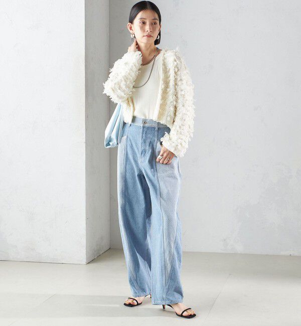 SHIPS for women「〈手洗い可能〉ギマ フリンジ ショート カーディガン」|カーディガン|