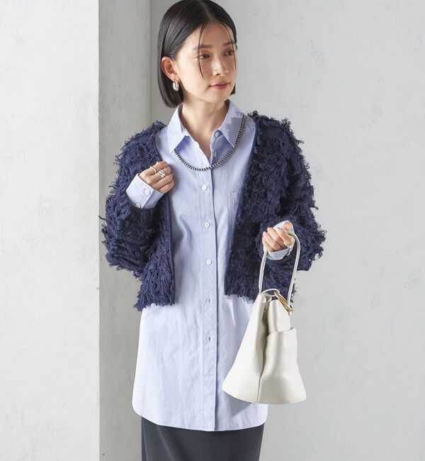 SHIPS for women「〈手洗い可能〉ギマ フリンジ ショート カーディガン」|カーディガン|