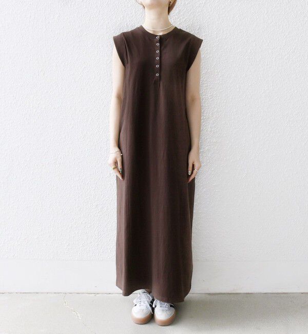 SHIPS any「SHIPS any:〈洗濯機可能〉USAコットン ヘンリーネック Aライン ワンピース」|ワンピース|