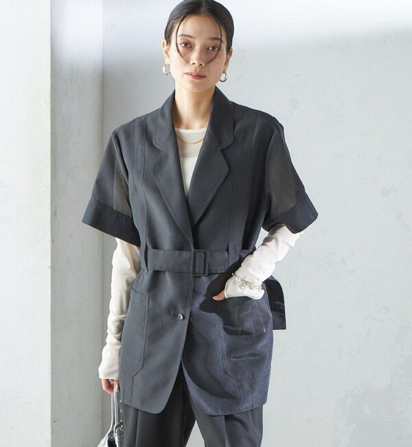 SHIPS for women「【SHIPS別注】APUPIL:〈洗濯機可能〉シアー 半袖 ジャケット」|テーラードジャケット|